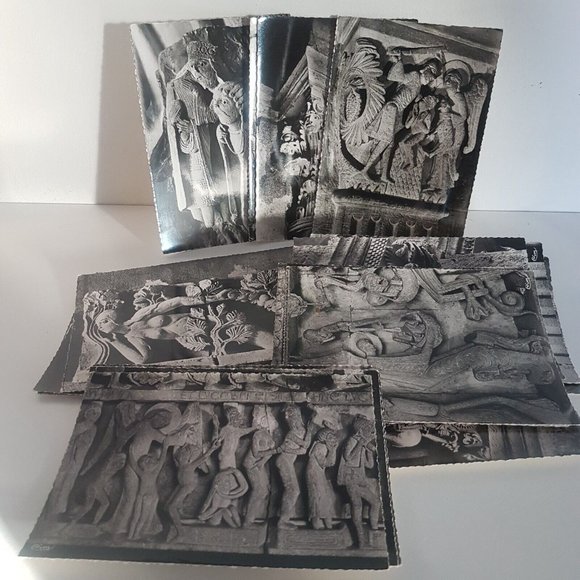 French Monuments Art Vintage 21 Postcards Black & White Photographie Veritable - Picture 15 of 15